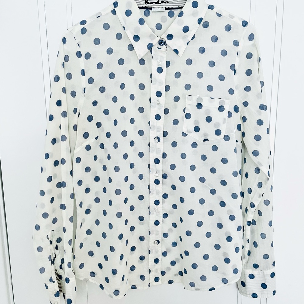 Boden ladies size 10, thin cotton polka-dot blouse.
